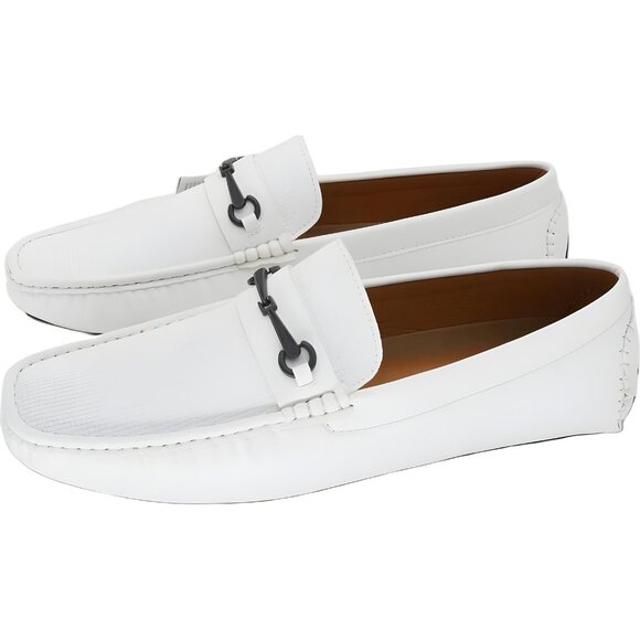 Aston Marc Men's White Bit Driving Loafers Slip-On Comfort Shoes 11M - Picture 2 of 6